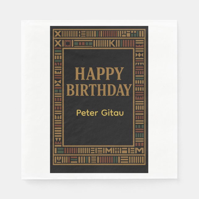 Afrikansk gul Kente födelsedagsfest servett (Framsidan)