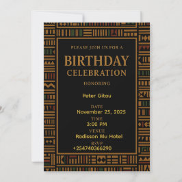 Afrikansk Guld Kente-födelsedagsinbjudan Inbjudningar