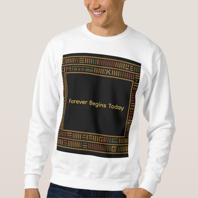 Afrikansk Guld Kente Mönster Sweatshirt (Framsida)