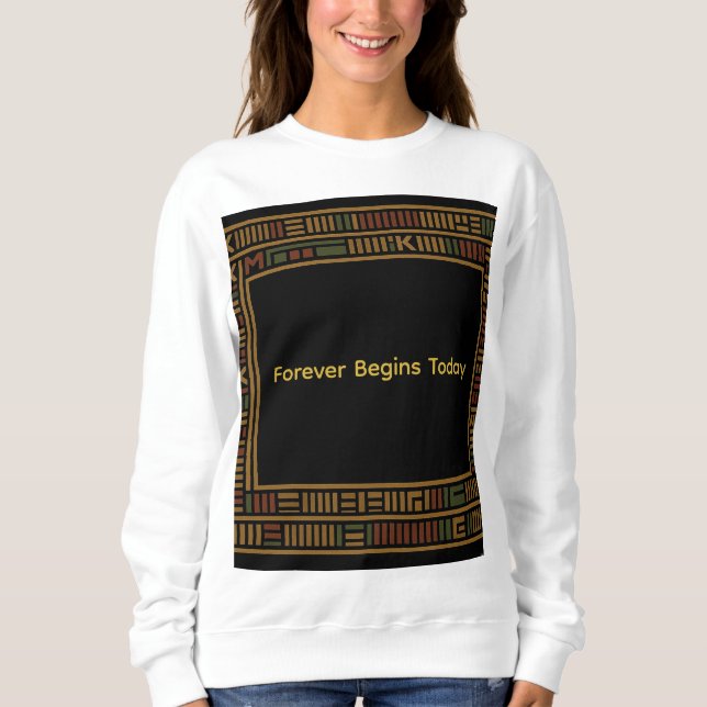 Afrikansk Guld Kente Mönster Sweatshirt T Shirt (Framsida)