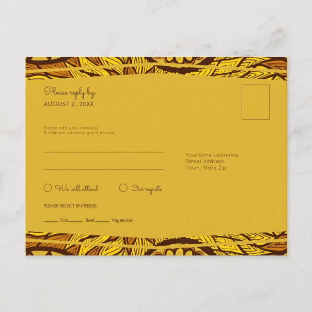 Afrikansk Gult Blommigt OSA  Meal Postcard Inbjudan Vykort (Framsida)