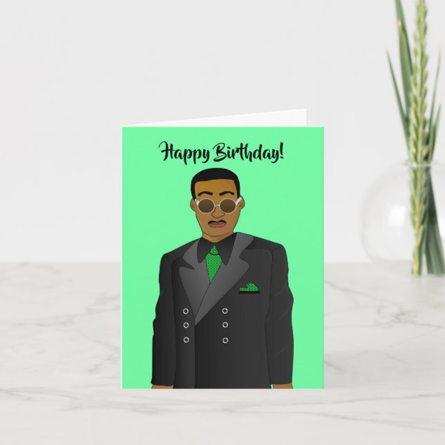 Afrikansk Guy Kostym och Tie Birthday Kort (Framsida)