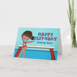 Afrikansk Gymnast Girl Gymnastics Birthday Kort