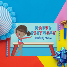 Afrikansk Gymnast Girl Gymnastics Birthday Kort