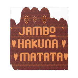 Afrikansk Hälsning: Jambo Hakuna Matata Wood Desig Anteckningsblock