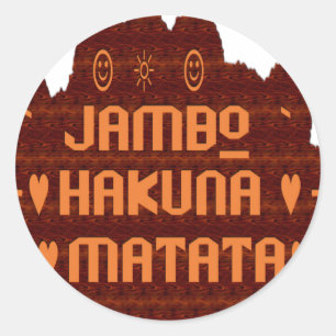 Afrikansk Hälsning: Jambo Hakuna Matata Wood Desig Runt Klistermärke