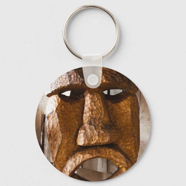 Afrikansk handstyrd mask nyckelring (Framsida)