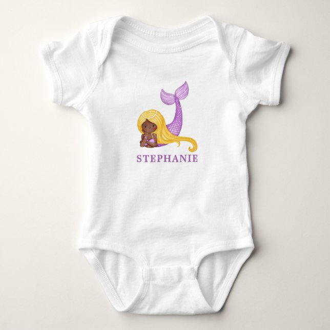 Afrikansk Havfrue Havet Baby Shower  Baby Bodysuit T Shirt (Framsida)