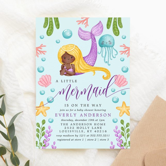 Afrikansk Havfrue Havet Baby Shower Inbjudan (Skapare uppladdad)