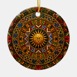 Afrikansk helig geometri mandala - Kente Ndebele Julgransprydnad Keramik