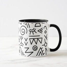 Afrikansk indian Coola Tribal mönster Black and wh Mugg