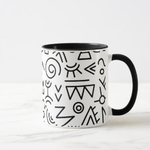 Afrikansk indian Coola Tribal mönster Black and wh Mugg