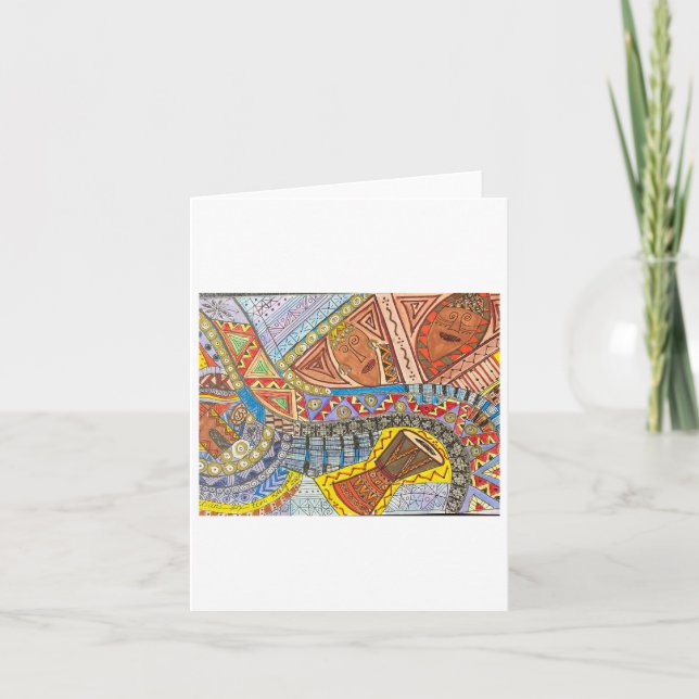 Afrikansk, inspirerad, färglös design kort (Framsida)