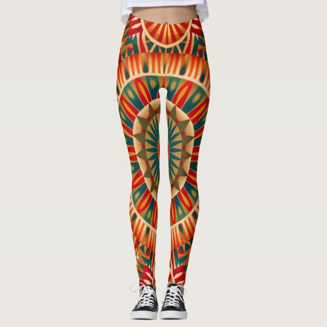 Afrikansk-inspirerad geometri leggings (Framsida)