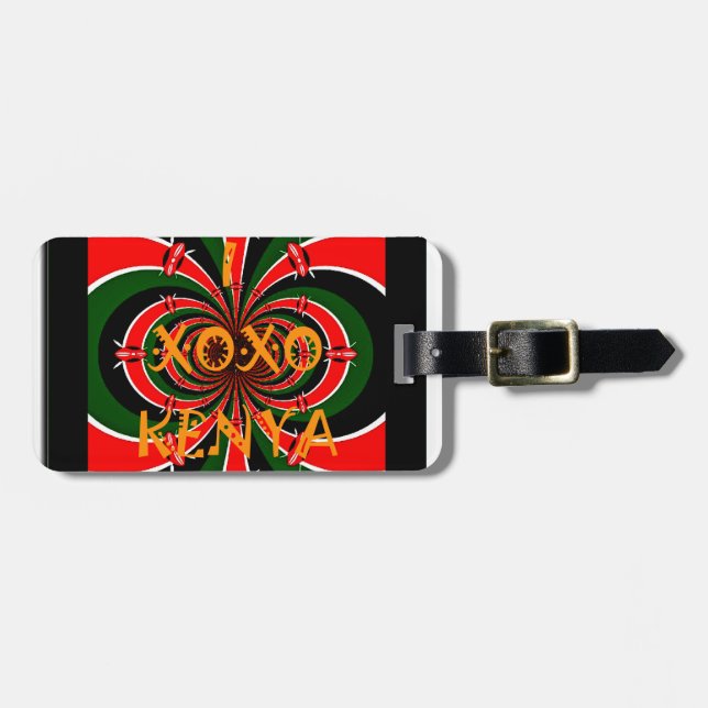 Afrikansk-inspirerad Kenya Flagga Abstrakt Art Bagagebricka (Horisontell Framsida)