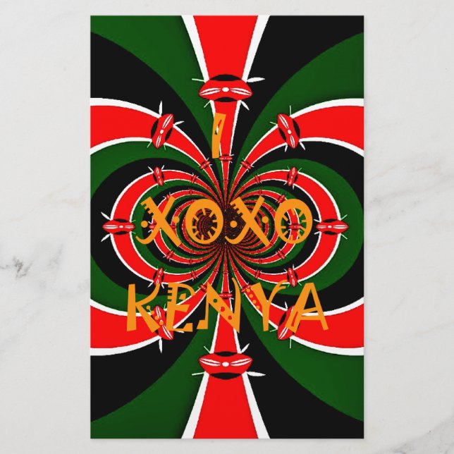 Afrikansk-inspirerad Kenya Flagga Abstrakt Art Brevpapper (Framsida)