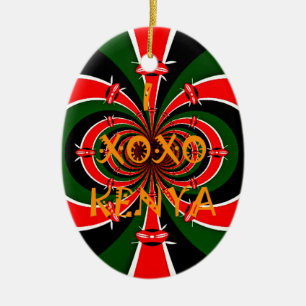 Afrikansk-inspirerad Kenya Flagga Abstrakt Art Julgransprydnad Keramik