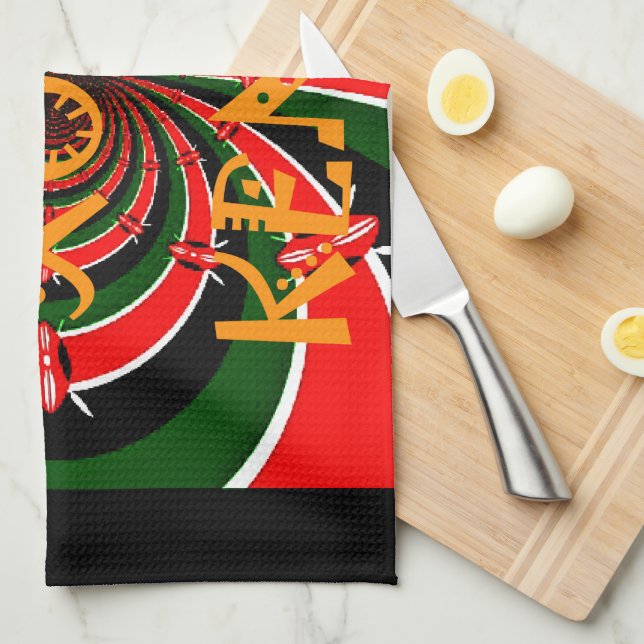 Afrikansk-inspirerad Kenya Flagga Abstrakt Art Kökshandduk (Vikt i Fjärdedel)