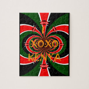 Afrikansk-inspirerad Kenya Flagga Abstrakt Art Pussel