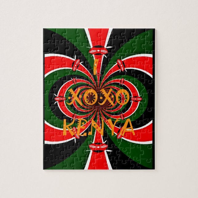 Afrikansk-inspirerad Kenya Flagga Abstrakt Art Pussel (Vertikal)