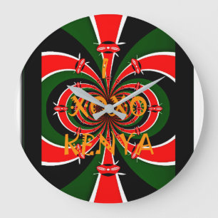 Afrikansk-inspirerad Kenya Flagga Abstrakt Art Stor Klocka