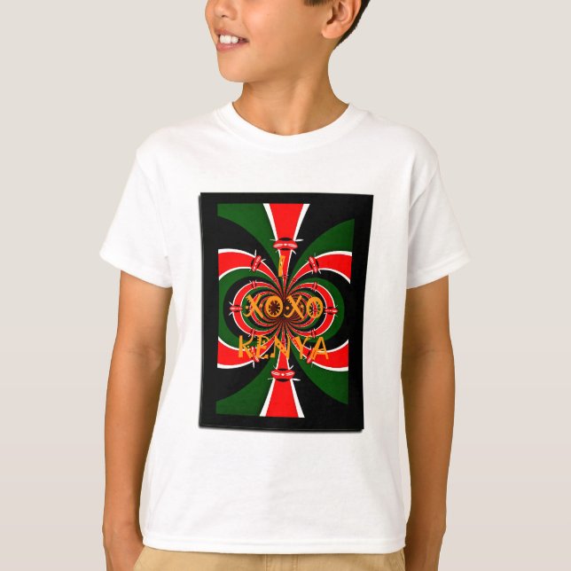 Afrikansk-inspirerad Kenya Flagga Abstrakt Art T Shirt (Framsida)