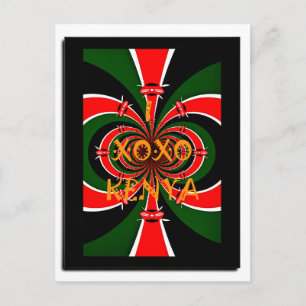 Afrikansk-inspirerad Kenya Flagga Abstrakt Art Vykort