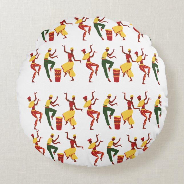 Afrikansk-inspirerad Poufs Rund Kudde (Framsidan)