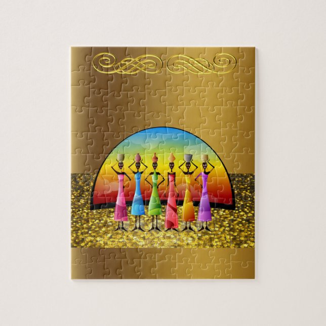 Afrikansk Jigszle Puzzle Pussel (Vertikal)