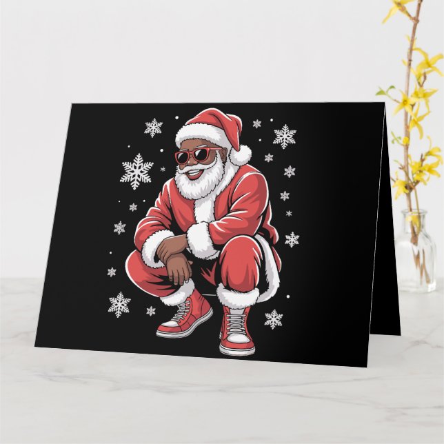 Afrikansk jul Pajama Julafton Afro Santa Kort (Gul blomma)