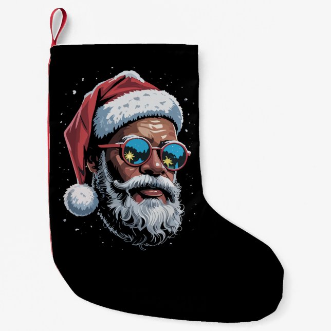 Afrikansk jul Pajama Julafton Afro Santa Liten Julstrumpa (Framsidan)