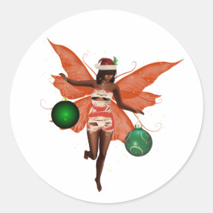 Afrikansk julfairy Stickers Runt Klistermärke