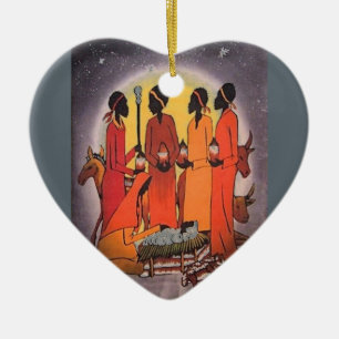 Afrikansk juljulkrubba julgransprydnad keramik