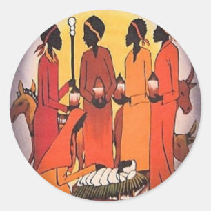Afrikansk juljulkrubba runt klistermärke