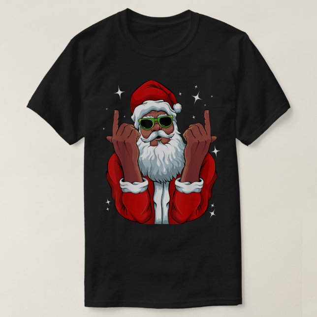 Afrikansk jultomte Pajama-Coolan Black T Shirt (Design framsida)