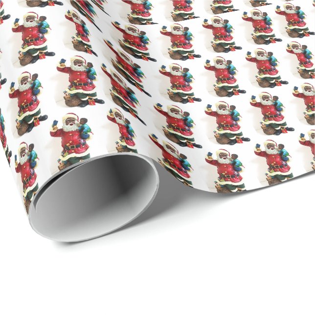 Afrikansk Jultomten och barngåva Presentpapper (Rullad Hörn)