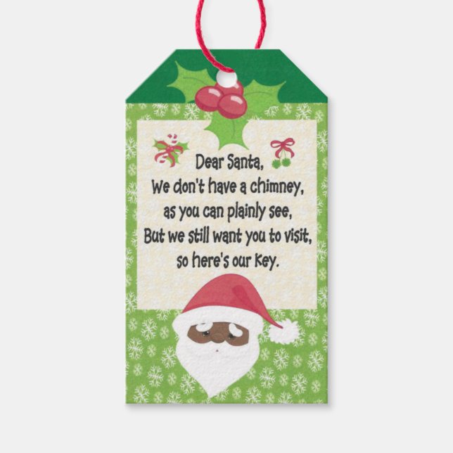 Afrikansk jultomts Kids jul Magic Nyckel Presentetikett (Framsidan)