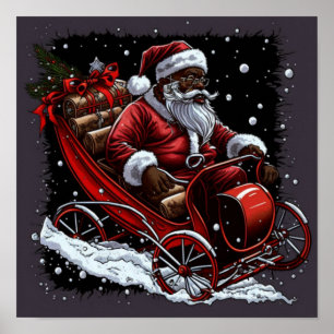 Afrikansk jultomts Sleigh RIde Poster