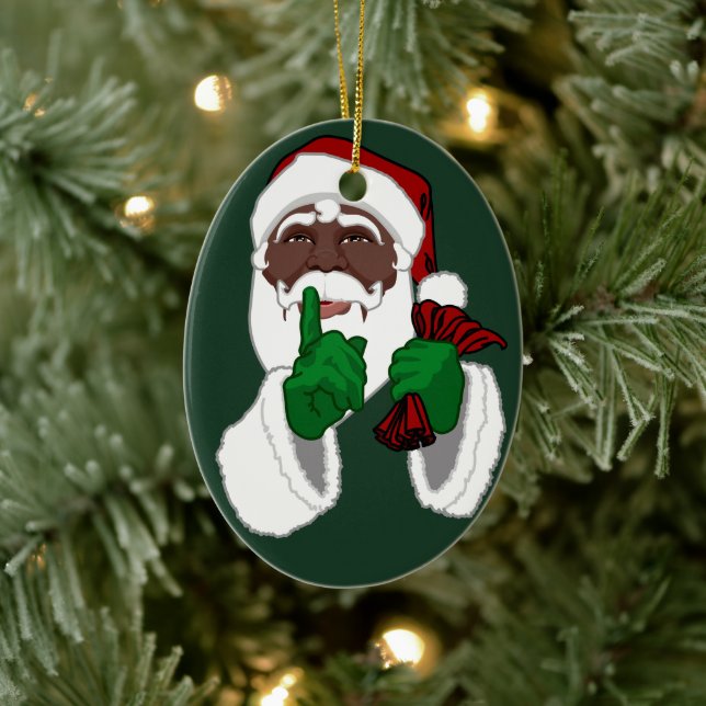 Afrikansk jultomtsdekretet i Black Santa Julgransprydnad Keramik (Träd)