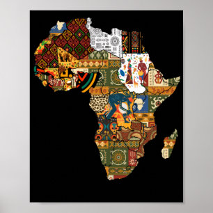 Afrikansk Karta Black Afro Pride Afrika Poster