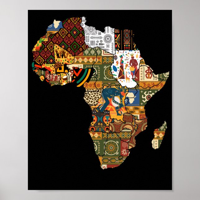 Afrikansk Karta Black Afro Pride Afrika Poster (Framsidan)