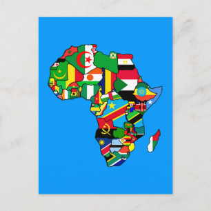 Afrikansk Karta i Afrika flaggor i land kartor Vykort
