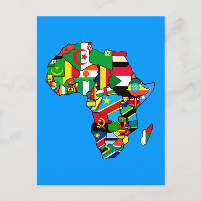 Afrikansk Karta i Afrika flaggor i land kartor Vykort (Framsida)