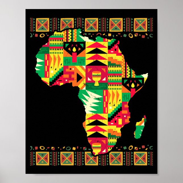 Afrikansk Karta Kente Art Black Afro Pride Afrika Poster (Framsidan)