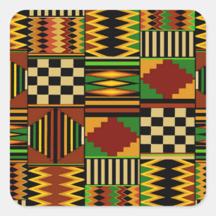 Afrikansk Kente-dukdesign för kungligheter Fyrkantigt Klistermärke