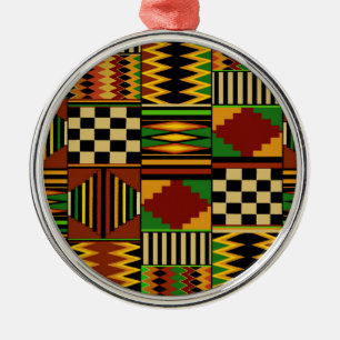 Afrikansk Kente-dukdesign för kungligheter Julgransprydnad Metall