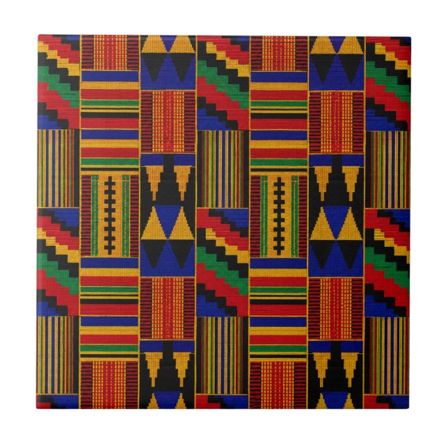 Afrikansk Kente-tyg Stil Kakelplatta (Framsidan)