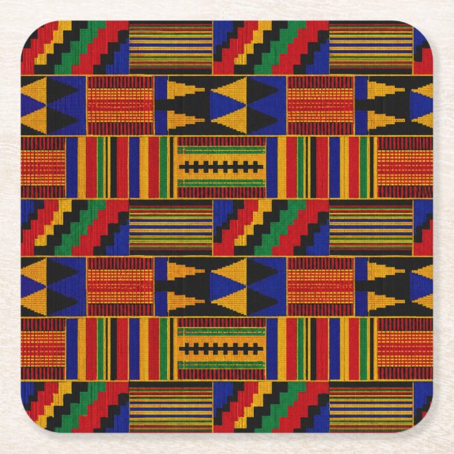 Afrikansk Kente Tyggstil Underlägg Papper Kvadrat (Framsidan)