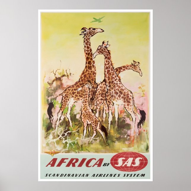 Afrikansk konst Afrika Girafftryck SAS Resa Poster (Framsidan)