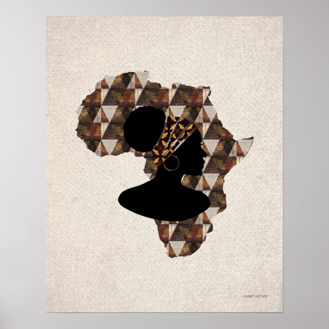 Afrikansk konst | Afrika och kvinnor med huvudfigu Poster (Framsidan)
